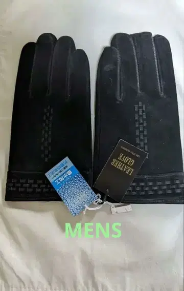 새상품 스웨이드 남성용 장갑 블랙 스티치 디자인 24cm