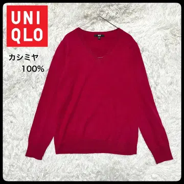 UNIQLO 캐시미어 V넥 스웨터 XL 레드