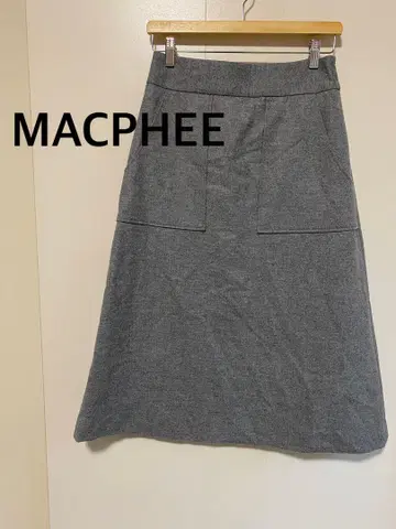 MACPHEE 맥피 그레이 롱 스커트 플레어 울 99% 36