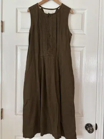 가격 인하했습니다 ALDIN 알딘 린넨 100% 원피스 에이프런 카키