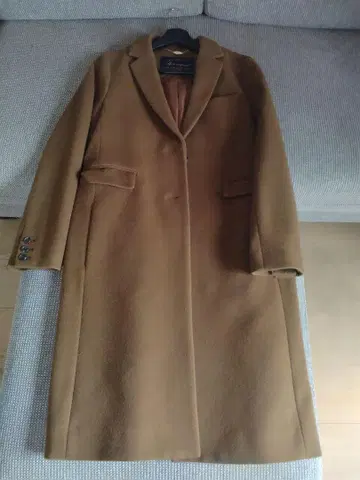 브라운 체스터 코트 울 혼방