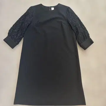 자카드 직조 시어 슬리브 원피스 블랙 슬립 덤 시치고산 등