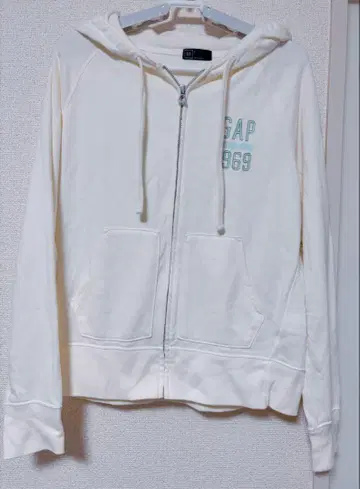 GAP 화이트 집업 후드티 S