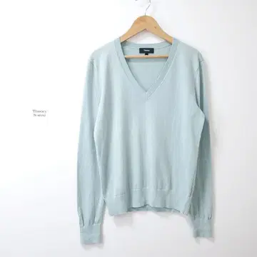 새상품급 20SS 띠어리 V넥 코튼 니트 티셔츠 라이트 그린