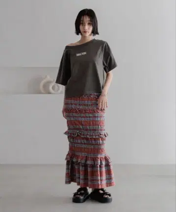 스커트 체크셔링 스커트