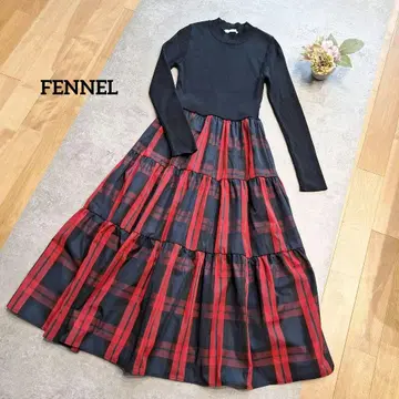 FENNEL 도킹 원피스 체크 무늬 니트 티어드