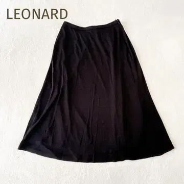 LEONARD 칸칸 소재 플레어 스커트 블랙 사이즈 67