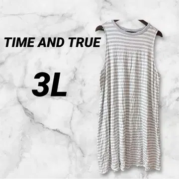 TIME AND TRUE 스트라이프 슬리브리스 원피스 2XL 그레이