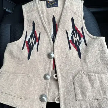 오르테가 기하학 패턴 베이지 치마요 베스트 90s