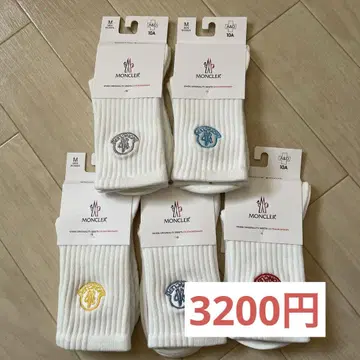 MONCLER 화이트 리브 삭스 5켤레 세트