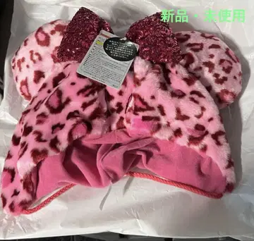 디즈니 미니 핑크 레오파드 무늬 리본 포함 캡