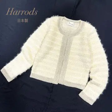 Harrods / 아이보리 모헤어 혼방 긴팔 볼레로 가디건 일본제