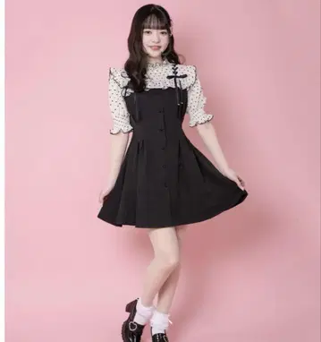 ROJITA 하트 도트 레이스업 반팔 원피스