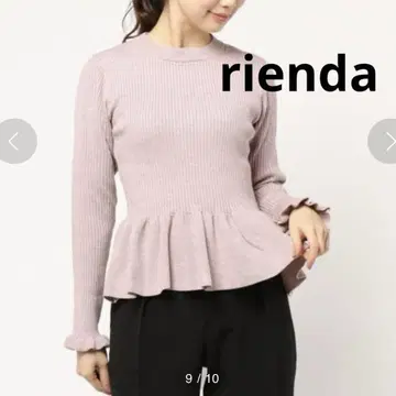 [새상품급] rienda 페플럼 리브라메 Knit 상의 핑크 니트