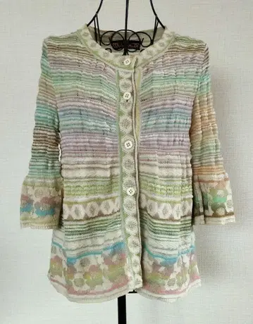 [ M.&KYOKO ] 멀티 컬러 스트라이프 긴팔 가디건