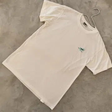 PUMA 자수 로고 T셔츠 L 화이트 코튼 100% 남성용