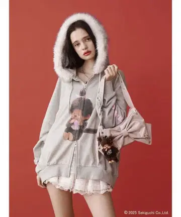 몽치치 jouetie 콜라보 퍼 도킹 ZIP 후디 후드티