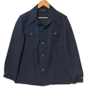 70's USA제 JCPenney 긴팔 디스코 셔츠 폴리 셔츠 네이비 S