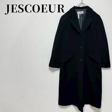 [ 레어 ] JESCOEUR 캐시미어 100% 체스터 코트 롱 기장 블랙