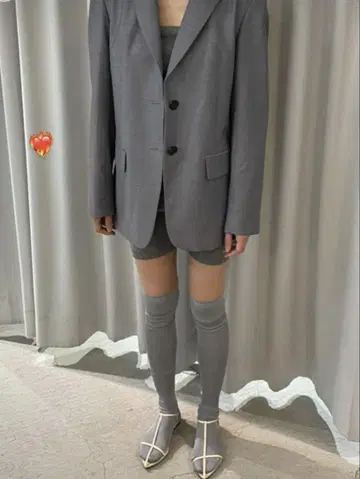 yo BIOTOP 그레이 리브 삭스 Sheer rib high socks