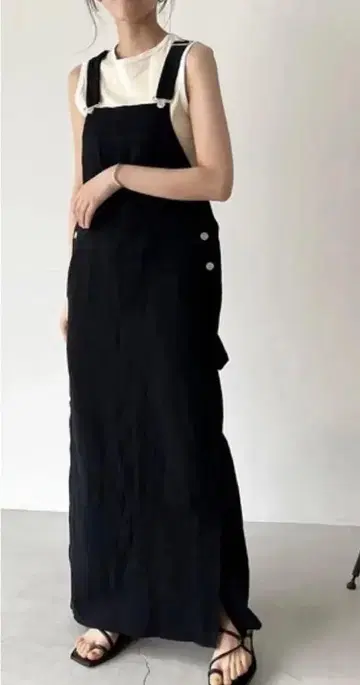 Red Chop WORKS 오버롤 스커트 린넨 블랙