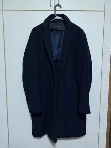 EDIFICE 네이비 싱글 브레스 롱 코트