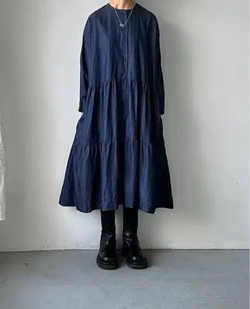 jujudhau(주주다우) 데님 티어드 드레스