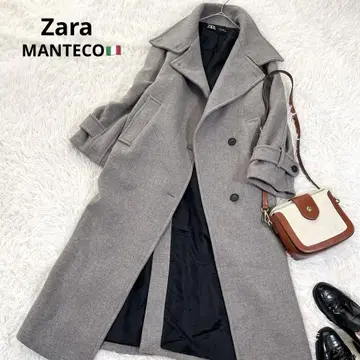 새상품급 ZARA 자라 MANTECO 울 혼방 맥시 롱 코트 그레이