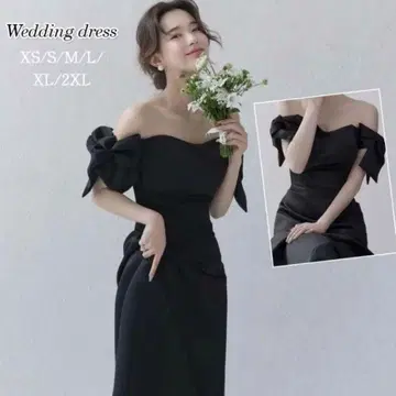 웨딩 드레스 촬영 블랙 컬러 드레스 오프숄더