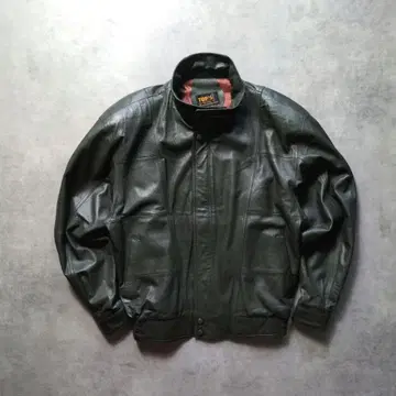 80s 90s 천연 가죽 가죽 자켓 짧은 기장 파워 숄더 그린 노코어