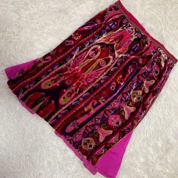 ETRO Milano 패턴 벨로아 스커트 핑크 44 모던 오샤레