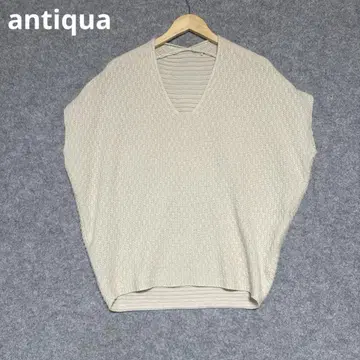 antiqua 베이지 V넥 니트 베스트 오버 사이즈
