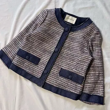 LaTotalite 라토타리테 데님 x 믹스 트위드 노카라 자켓