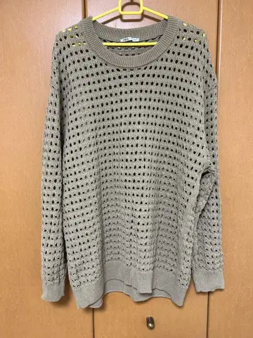 ZARA 메쉬 편직 베이지 니트 스웨터 XL 자라