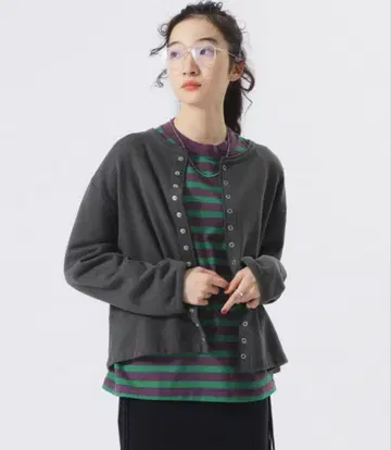 BEAMS BOY 반지 도트 가디건 차콜 size 1