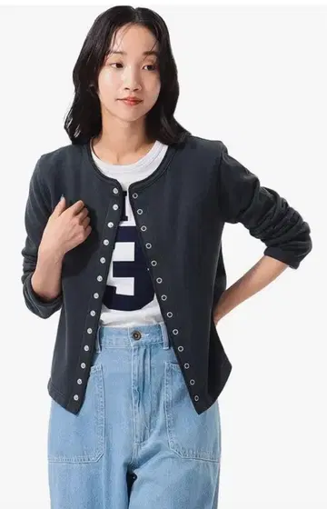 BEAMS BOY 반지 도트 가디건 차콜 size 1