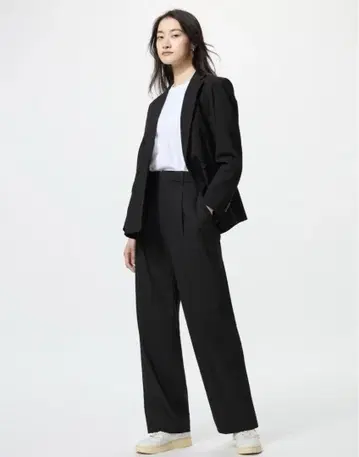 [ 한정 가격 ] 유니클로 UNIQLO 턱 와이드 팬츠 L 긴 길이