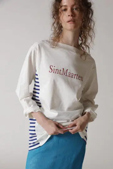 Cabana 새상품 Sint Maarten 사이드 보더 롱 T 셔츠