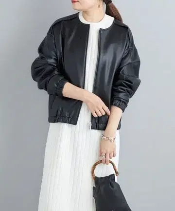 SHIPS 손세탁 가능 인조 가죽 지퍼 블루종