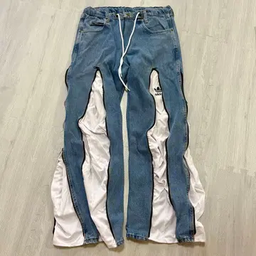 아디다스 adidas 리메이크 데님 플레어 부츠컷 배기 화이트