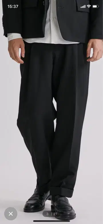 더블 페이스 테이퍼드 트라우저