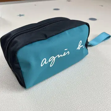 agnis b. 터콰이즈 스트랩 로고 파우치 MP01A-01