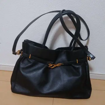 비아 벨다드 HASEGAWA 블랙 가죽 숄더백
