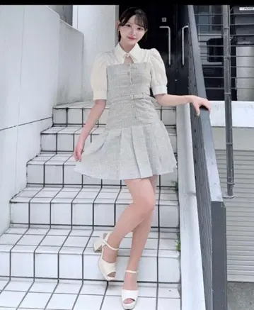 NOMAE 셔츠 도킹 플리츠 미니 원피스