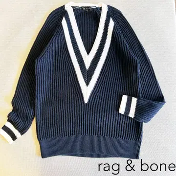 rag & bone V넥 리브 편직 칠드런 니트 스웨터