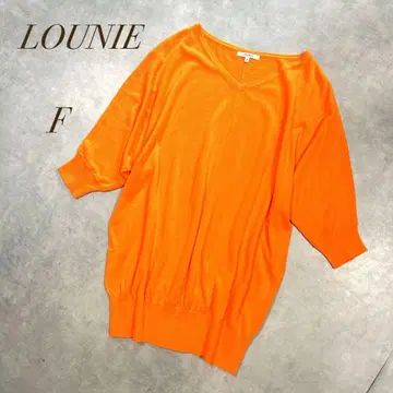 LOUNIE / 오렌지 V넥 7부 소매 돌먼 니트 튜닉 FREE