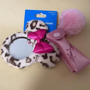 디즈니 레오파드 무늬 미니 립 케이스 거울