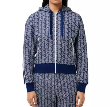 미사용 새상품 LACOSTE 기하학 패턴 후드 부착 저리 후디 후드티