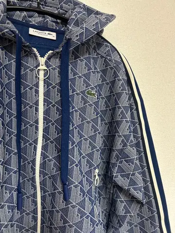 미사용 새상품 LACOSTE 기하학 패턴 후드 부착 저리 후디 후드티