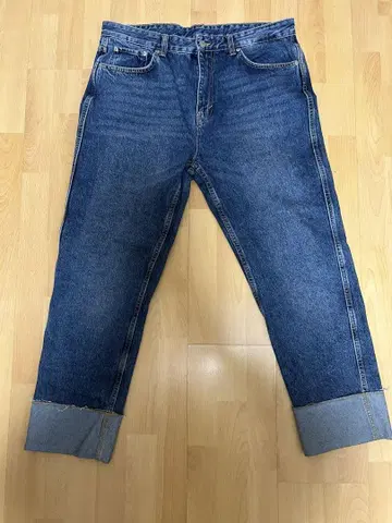 ZARA 데님 블루 롤업 밑단 청바지
